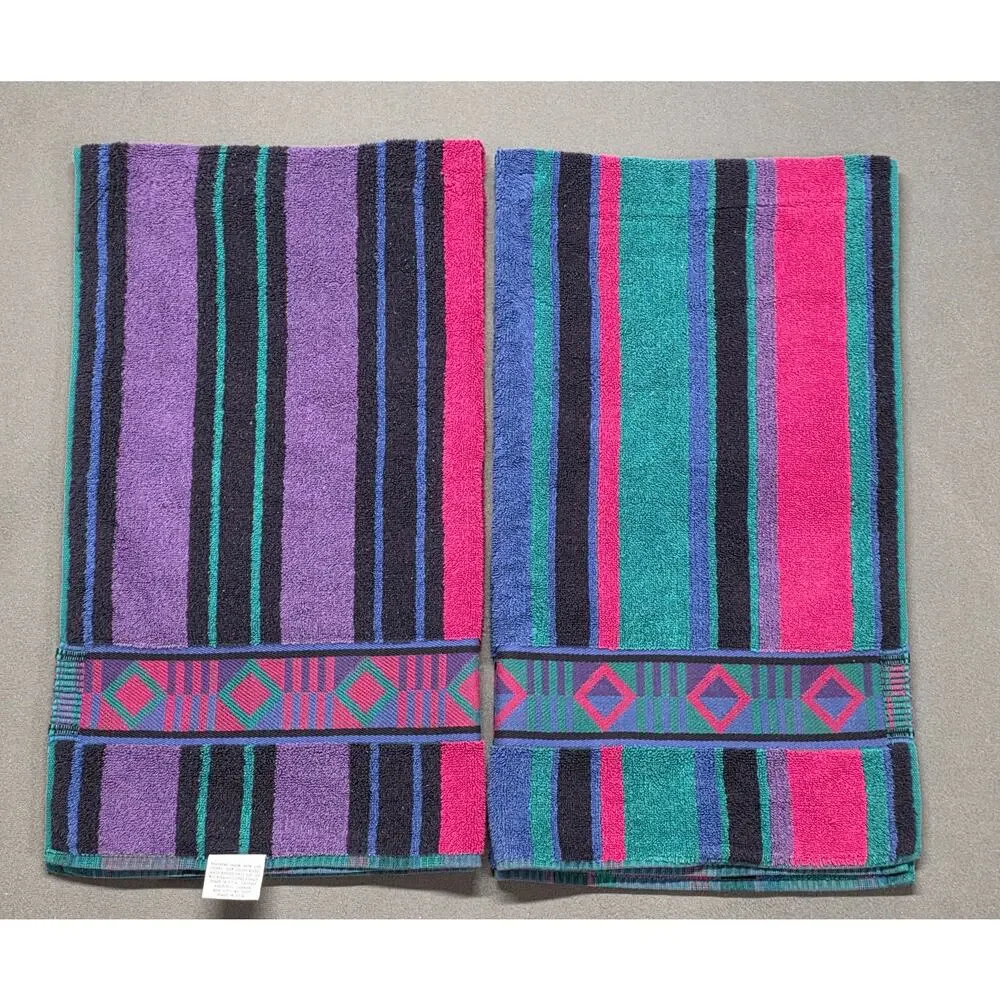 Vintage Fieldcrest Southwest Aztec Set Body Towel 90's Retro Bold